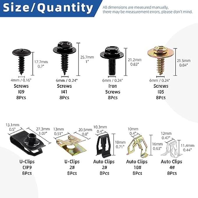 rayihni 72Pcs 9 Sizes Screw Bolt Nut Retainer Car Engine Under Cover Splash Shield Guard Body Bolts Bumper Fender Liner Push Retainer Fastener Rivet Clips Assortment Kit - Image 3