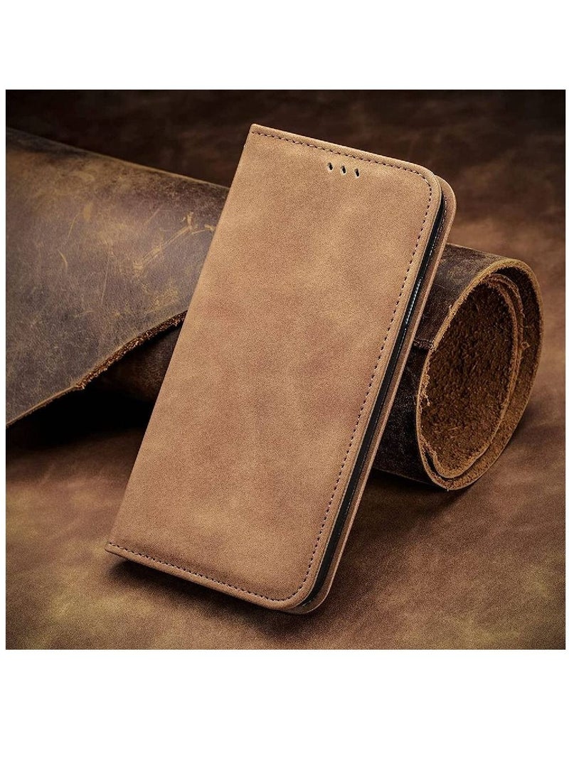 ZOOMEE - Premium Leather Magnetic Kickstand Wallet Flip Case Cover with Card Slots For Samsung Galaxy A04s Brown - Image 1