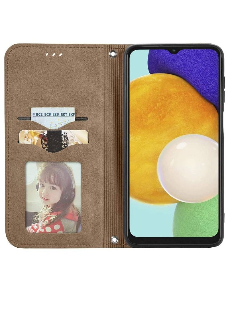 ZOOMEE - Premium Leather Magnetic Kickstand Wallet Flip Case Cover with Card Slots For Samsung Galaxy A04s Brown - Image 1
