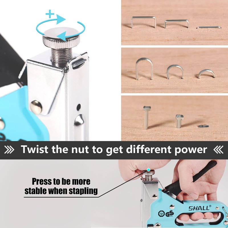 SHALL Staple Gun Heavy Duty, 3-in-1 Upholstery Staple Gun Kit with 3000 Staples, Staple Remover, Manual Brad Nailer with Specific Staples Outlet Position Indicator - Image 2