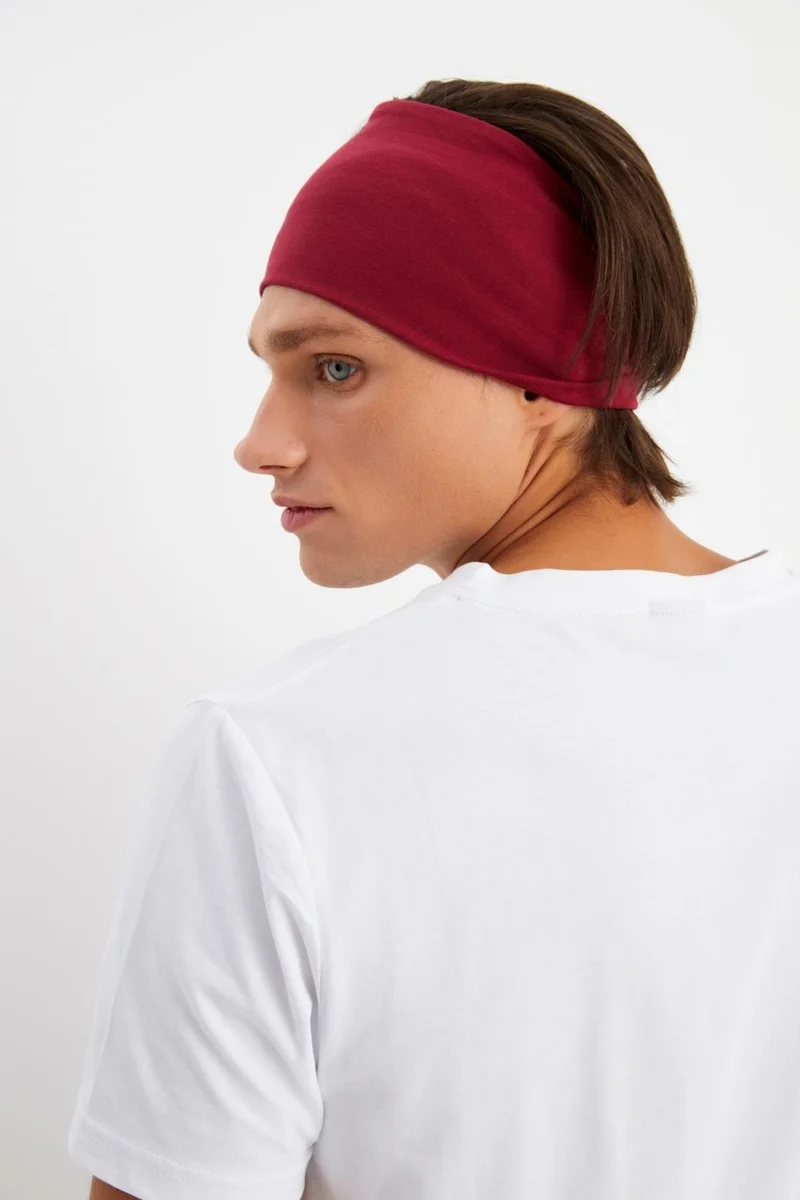 Butikgiz Claret Red Men's Cotton Combed Comb, Non-Slip, Ultra Light, Sport Wide Headband Bandana Buff