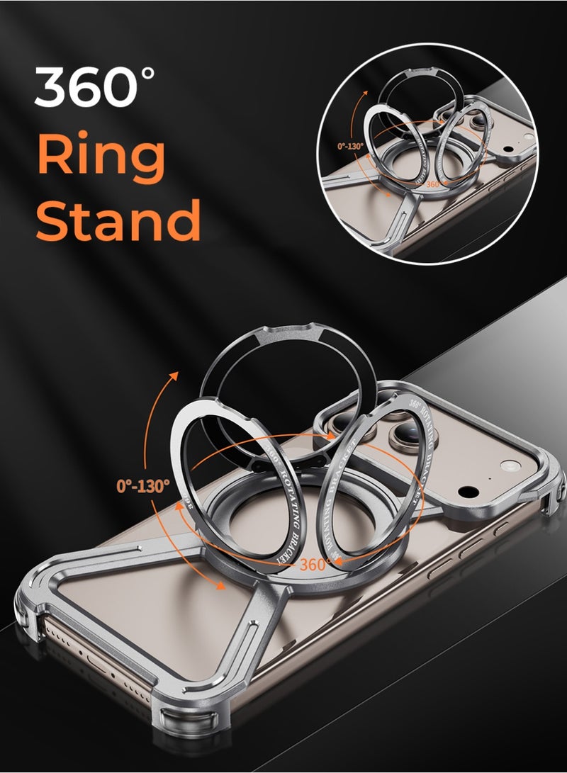 جلاسولوجي iPhone 17 Pro Max Borderless Case Silver Titanium Finish Slim Fit Shock Protection MagSafe Compatible - Image 3