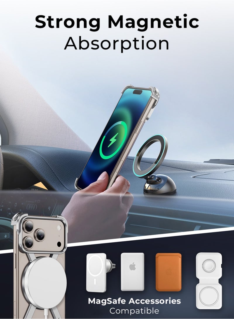 جلاسولوجي iPhone 17 Pro Max Borderless Case Silver Titanium Finish Slim Fit Shock Protection MagSafe Compatible - Image 5
