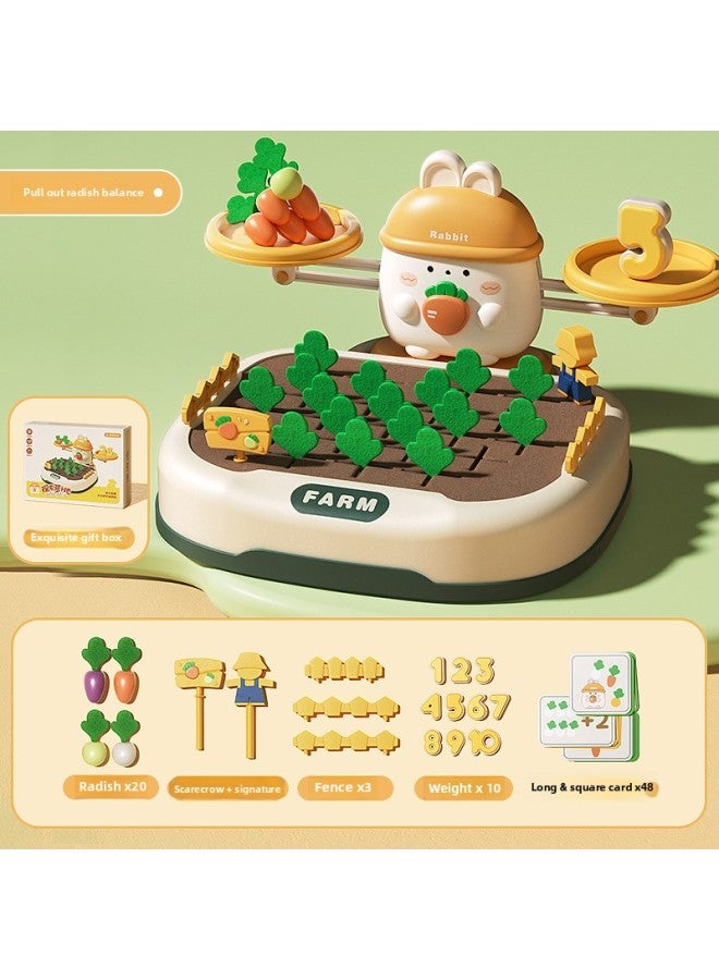 Rabbit Pull Radish Balance Said Children's Educational Board Games Baby Early Education Training Digital Balance Toys-Color:Rabbit Balance Pulling Radish - Image 1