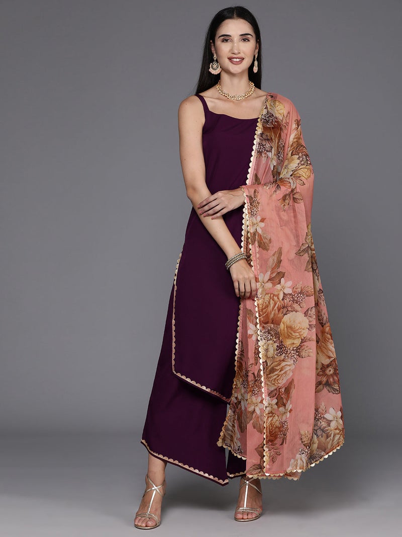 Ahalyaa Burgundy Kurta Set For Women - Image 4