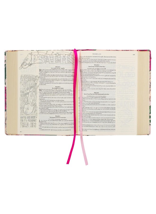 KJV Holy Bible, My Creative Bible, Faux Leather Hardcover - Ribbon Marker, King James Version, Pink Printed Floral  - Image 5