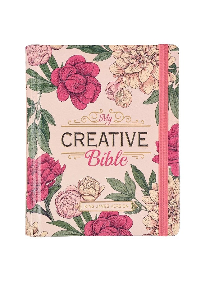 KJV Holy Bible, My Creative Bible, Faux Leather Hardcover - Ribbon Marker, King James Version, Pink Printed Floral  - Image 1