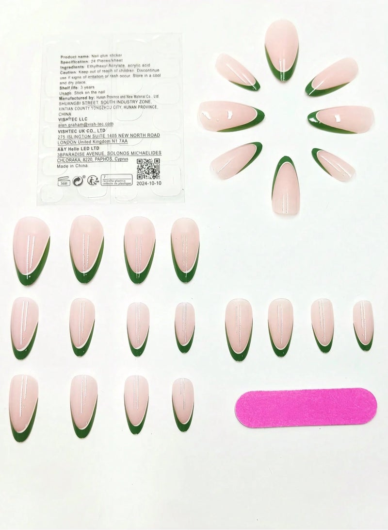 اظافر تركيب مزيفه بشكل لوزي تحتوي العلبه على 24 ظفر مع مبرد اظافر و صمغ - Image 2