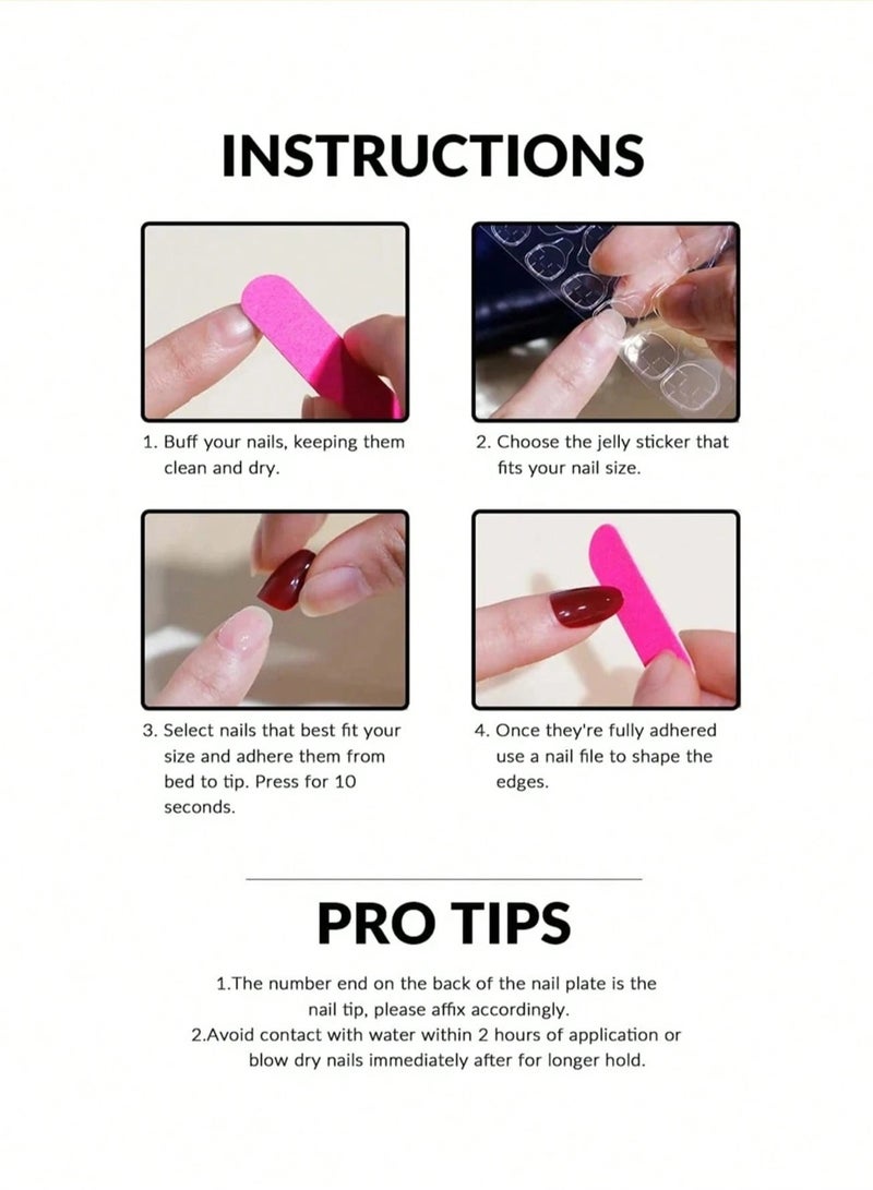 اظافر تركيب مزيفه بشكل لوزي تحتوي العلبه على 24 ظفر مع مبرد اظافر و صمغ - Image 4