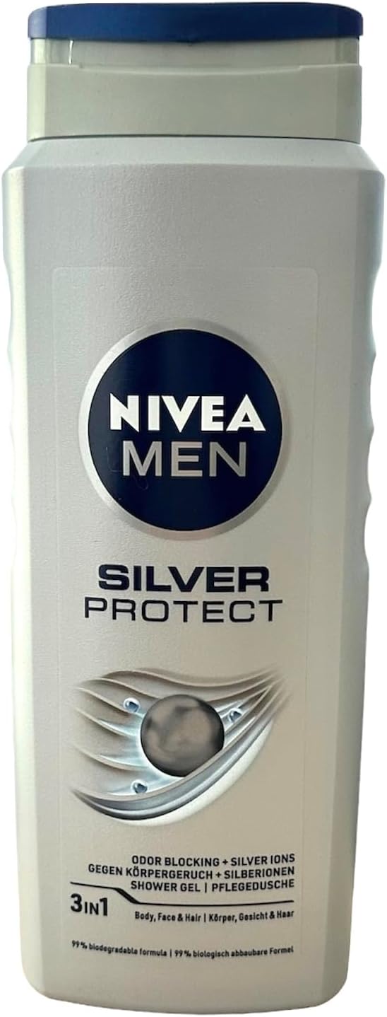 NIVEA MEN Silver Protect Shower Gel Pack of 6 6 x 500ml AntiBacterial Body Wash with Silver Ions Allin1 Shower Gel for Men Strong NIVEA MEN Shower Gel