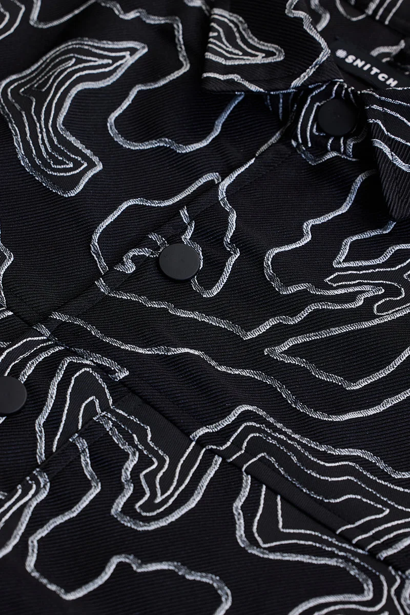 SNITCH قميص أسود فضفاض بتصميم تجريدي