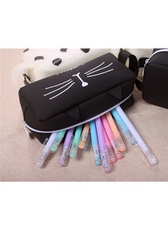 Generic Pen Pencil Case Adorable Cat Large Capacity Pencil Pouch Stationery Storage Bag Black  - Image 5