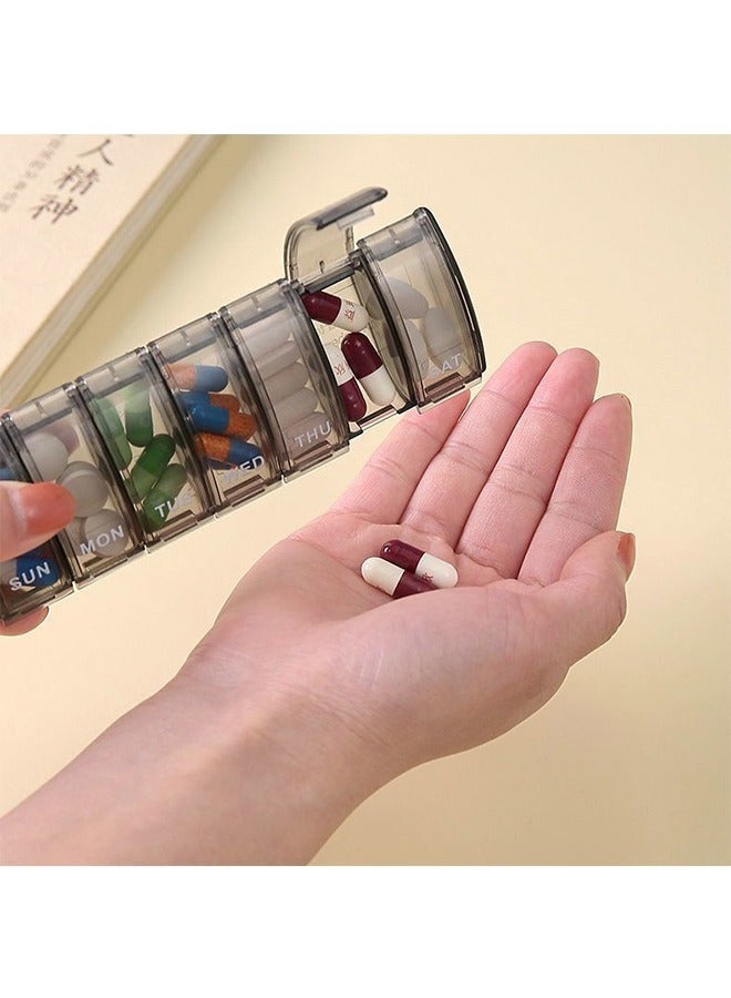 Transparent Compartments Weekly Pill Organizer Boxes, Portable Plastic 7 Day Pill Dispenser, Fish Oils Vitamin Holder Supplement Medicine Box(Black) - Image 5