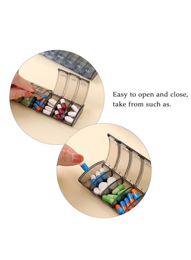 Transparent Compartments Weekly Pill Organizer Boxes, Portable Plastic 7 Day Pill Dispenser, Fish Oils Vitamin Holder Supplement Medicine Box(Black) - Image 3