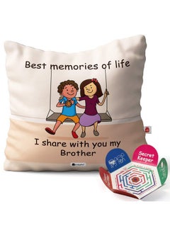 Indigifts Raksha Bandhan Gifts for Brother Memories with Brother Quote Beige Cushion Cover 12x12 inches with Filler - Special Rakhi Gift for Brother, Birthday Gift for Brother, Rakshabandhan Gifts - pzsku/ZF18E4341C4F62BED2EF8Z/45/_/1736426425/a987b10b-8ff0-4266-bc22-822b3c349528