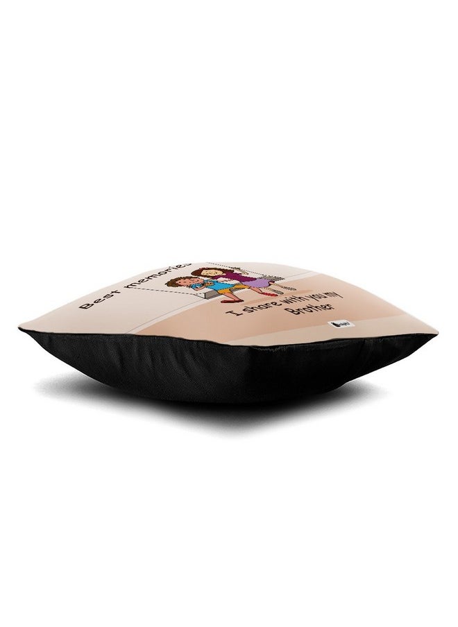 Indigifts Indigifts Raksha Bandhan Gifts for Brother Memories with Brother Quote Beige Cushion Cover 12x12 inches with Filler - Special Rakhi Gift for Brother, Birthday Gift for Brother, Rakshabandhan Gifts  - Image 2
