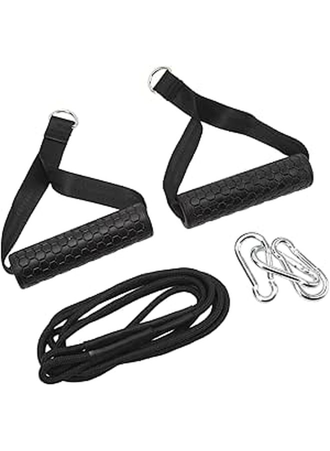 Triceps Pull Down Rope Gym Cable Machine Strap With 2 Black Handles - Image 1