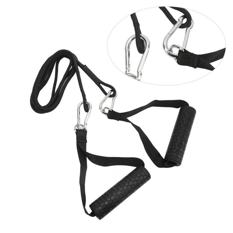 Triceps Pull Down Rope Gym Cable Machine Strap With 2 Black Handles - Image 5