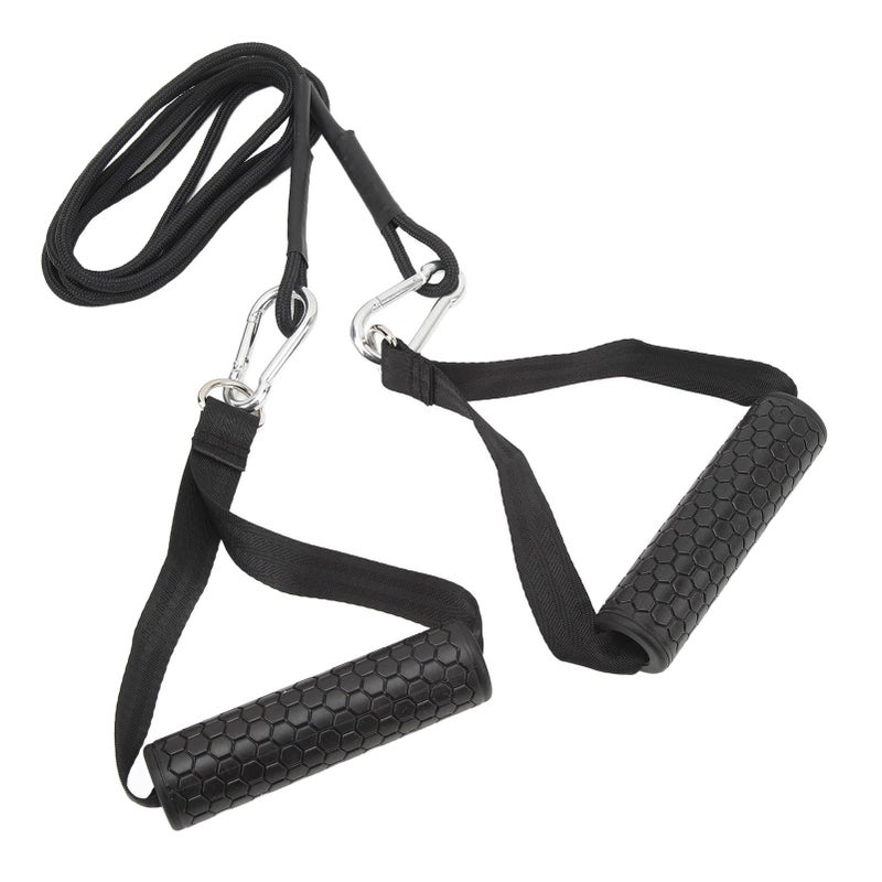 Triceps Pull Down Rope Gym Cable Machine Strap With 2 Black Handles - Image 4