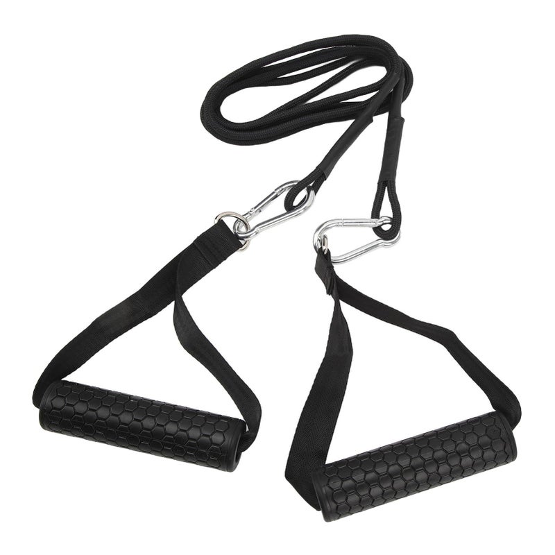 Triceps Pull Down Rope Gym Cable Machine Strap With 2 Black Handles - Image 3