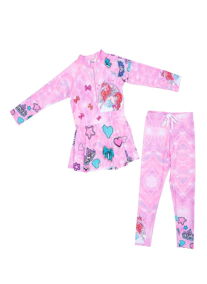 بيبي كلو Unicorn Princess 2 Pc Girls Swim Dress Set