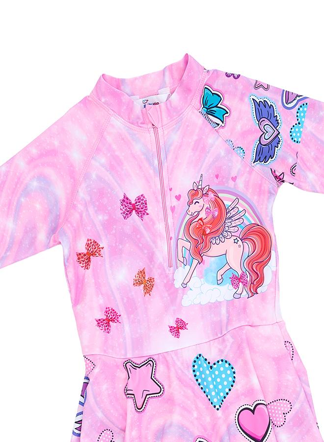 بيبي كلو طقم فستان سباحة للبنات يونيكورن برنسيس قطعتين - Image 3
