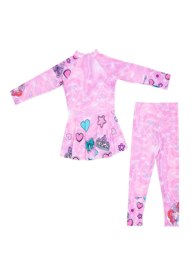 بيبي كلو Unicorn Princess 2 Pc Girls Swim Dress Set