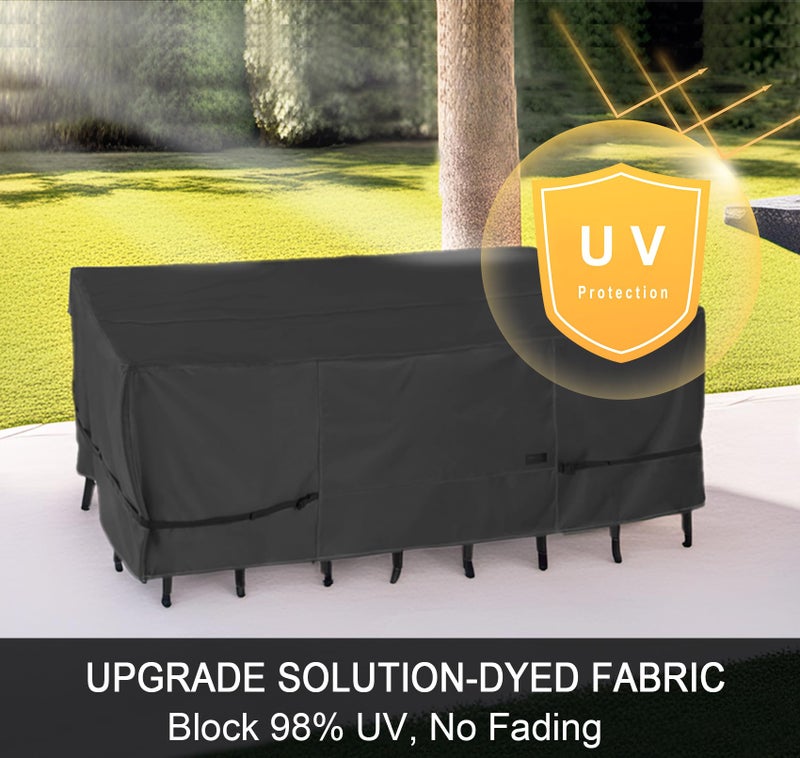 NettyPro Patio Table Cover Rectangular 88 x 60 Inch, Waterproof Outdoor Furniture Set Covers for Dining Table and Chair Rectangle, Black - Image 5