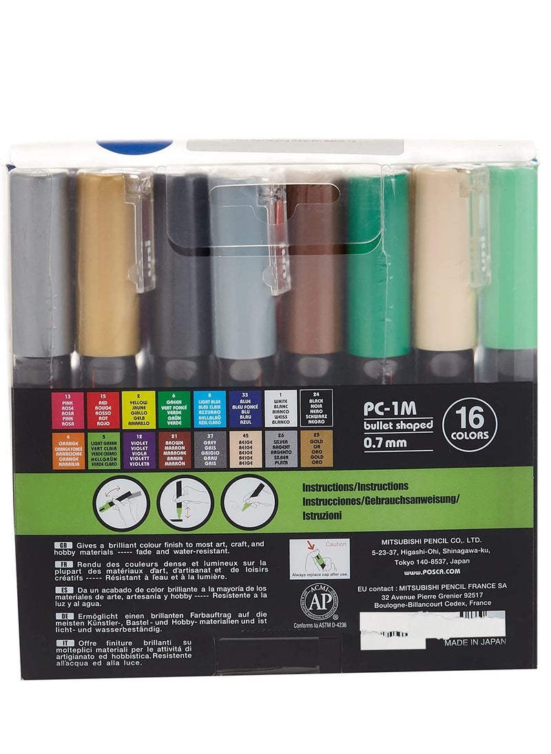 Uni Mitsubishi Pencil - Posca Paint Marker Pen - PC-1M 0.7 mm Tip, 16 Colors - pzsku/ZF18E51BBD511EFE514F2Z/45/_/1652018142/c94d4b27-8f4a-4033-a10f-c0551b62ef34