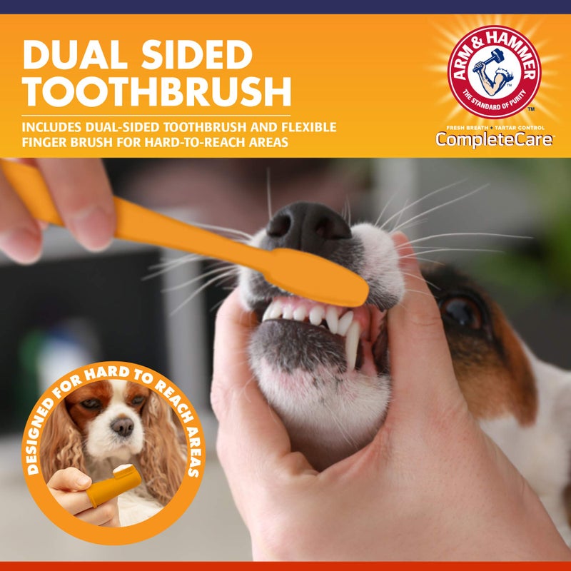 Arm & Hammer Complete Care Dog Dental Kit, Chicken Flavor Enzymatic Dog Toothpaste, Toothbrush, & Finger Brush, Baking Soda + Calcium, Enhanced Formula, 2.5oz - Image 3