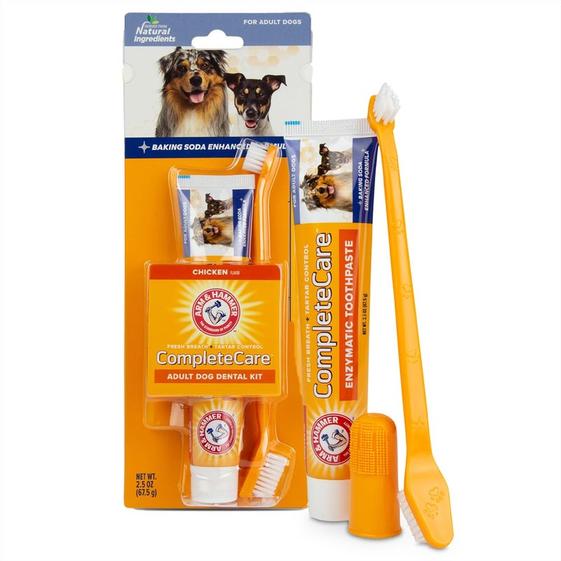 Arm & Hammer Complete Care Dog Dental Kit, Chicken Flavor Enzymatic Dog Toothpaste, Toothbrush, & Finger Brush, Baking Soda + Calcium, Enhanced Formula, 2.5oz - Image 1