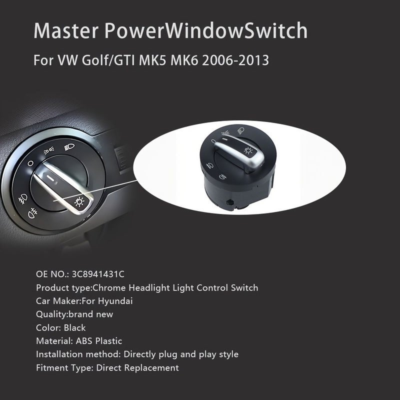 For VW Jetta Golf MK5 MK6 Rabbit GTI 2005-2012 10 Pins Fog Light Headlight Switch Replacement - Image 3