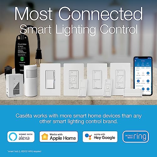 LUTRON مفتاح إضاءة ذكي لوتрон ديفا مع ديمر لمصابيح كاسيتا (يتطلب محور لوتрон الذكي)، لمصابيح LED، 150 واط، قطب واحد/3 طرق، بدون سلك محايد، أبيض، عبوة 3 قطع (DVRF-6LS-WH-3) - Image 2