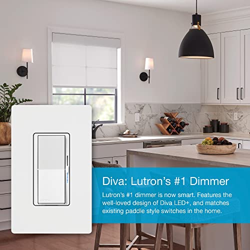 LUTRON مفتاح إضاءة ذكي لوتрон ديفا مع ديمر لمصابيح كاسيتا (يتطلب محور لوتрон الذكي)، لمصابيح LED، 150 واط، قطب واحد/3 طرق، بدون سلك محايد، أبيض، عبوة 3 قطع (DVRF-6LS-WH-3) - Image 3