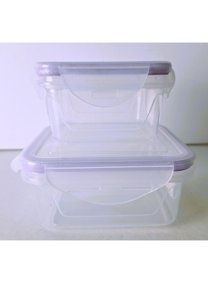 فافيلا طقم علبة ثلاجة بلاستيك  لحفظ الطعام ,غطاء محكم الغلق ,2 قطعة مقاسات مختلفة (300مللي-530مللي) آمن الاستخدام الميكرويف والديب فرايزر - Image 2