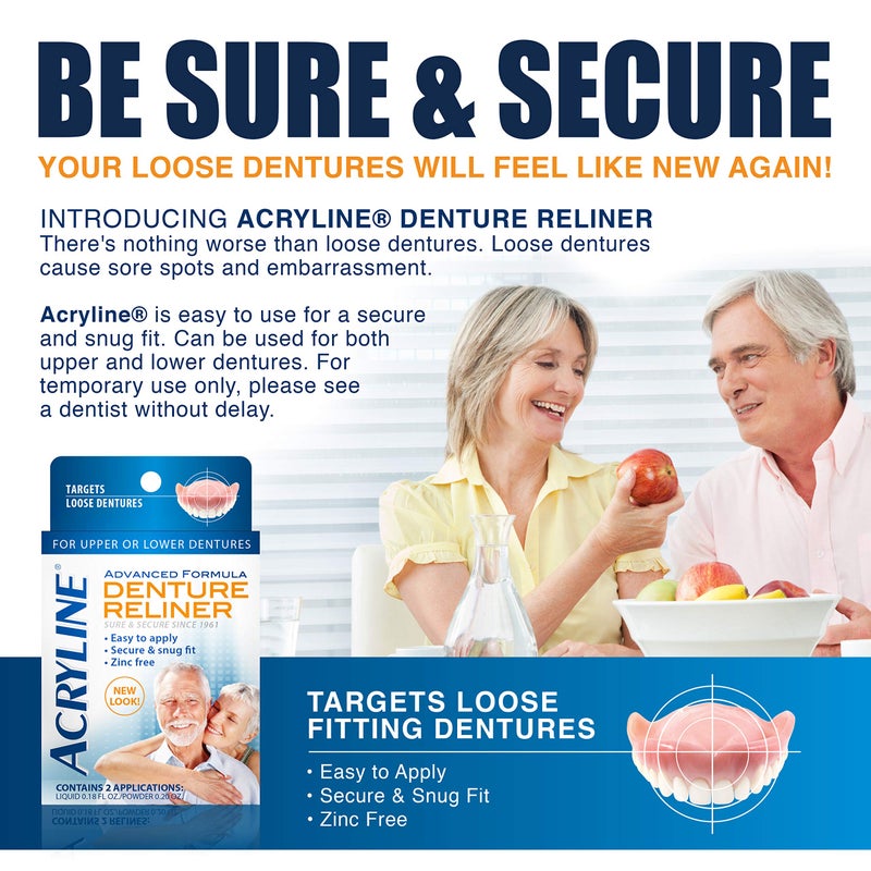 Acryline Advanced Formula Denture Reliner - Refit and Tighten Dentures/for Both Upper & Lower Dentures/Easy Application - Image 3