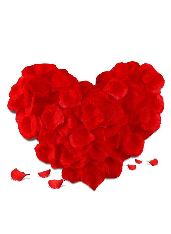1000 قطعة من بتلات الورد الاصطناعية من الحرير الرومانسي باللون الأحمر - Image 1