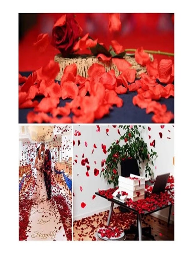 1000 قطعة من بتلات الورد الاصطناعية من الحرير الرومانسي باللون الأحمر - Image 5