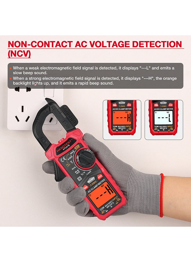 HABOTEST HT207B 4000 Counts Digital Clamp Meter Multimeter Handheld AC DC Voltage Current Voltmeter Diode Resistance Clamp Meter High-Precision Multifunctional Digital Display Clamp Meter  - Image 4