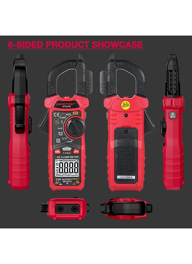 HABOTEST HT207B 4000 Counts Digital Clamp Meter Multimeter Handheld AC DC Voltage Current Voltmeter Diode Resistance Clamp Meter High-Precision Multifunctional Digital Display Clamp Meter  - Image 2