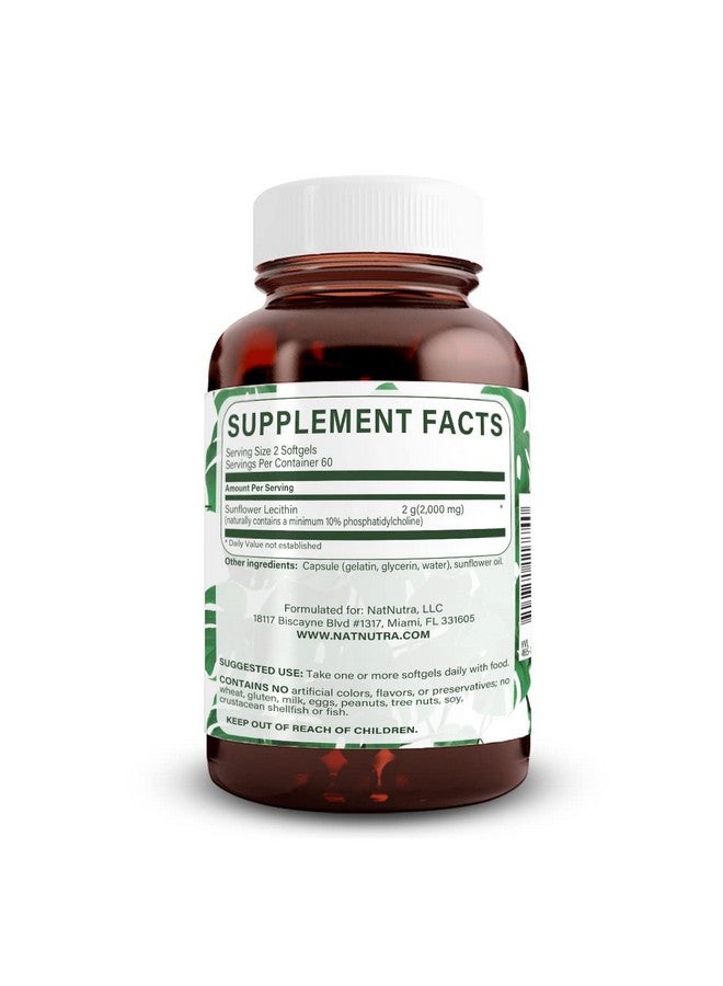 Natural Nutra Sunflower Lecithin 2000 mg Supplement - Soy Free, Non-GMO, Gluten-Free 120 Softgels | Liver Function Support, Brain Health Booster, Helps to Improve Memory, Focus and Concentration - Image 2
