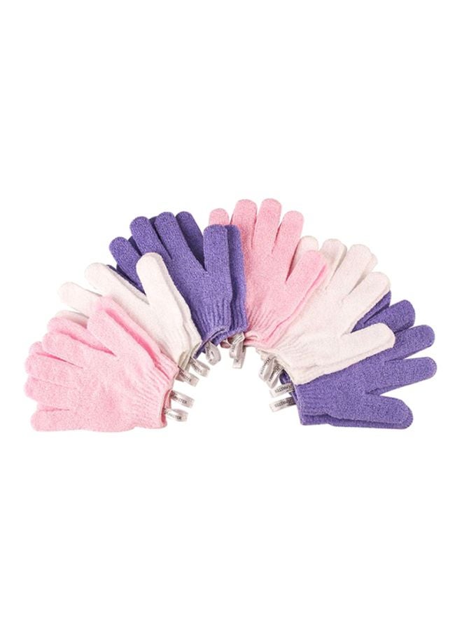 CYTHERIA 12-Piece Cotton Bath Gloves Pink/Purple/White - Image 1