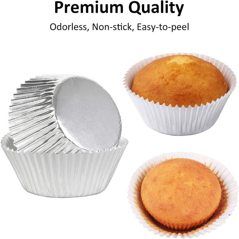Caperci Silver Foil Cupcake Muffin Liners Standard Size Baking Cups 150-Pack - Premium Greaseproof & Sturdy - Image 5