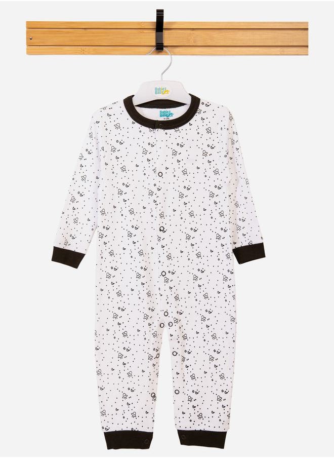 Babies Basic Ditsy Print Long Sleeves Sleepsuit by Styli  - Image 1