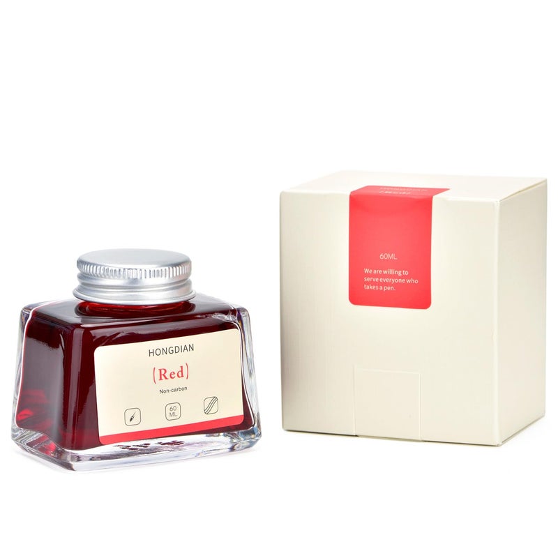 Asvine Hongdian Fountain Pen Bottled Ink Red, 60ml Fountain Pen Bottled Ink, Non Carbon - Image 2