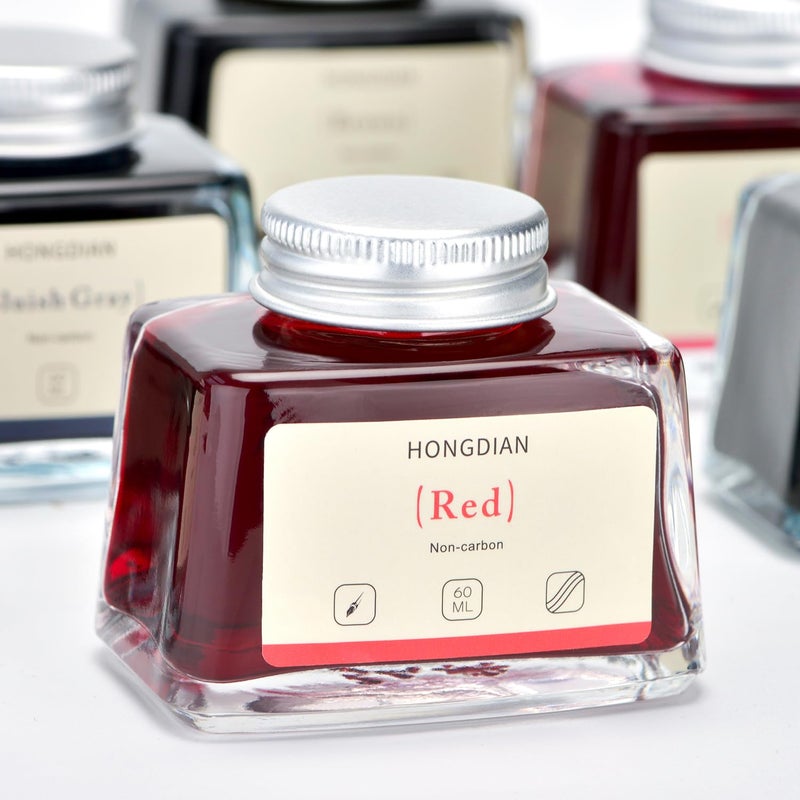Asvine Hongdian Fountain Pen Bottled Ink Red, 60ml Fountain Pen Bottled Ink, Non Carbon - Image 3