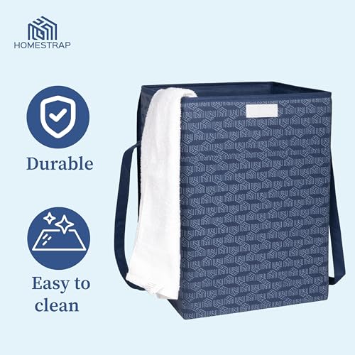 Homestrap Printed Non-Woven Laundry Basket with Lid and Handle – 50L Foldable Cloth Storage Hamper for Clothes, Towels, Toys, Shoes | Collapsible Organizer for Bedroom, Bathroom & More (Grey) - Image 5