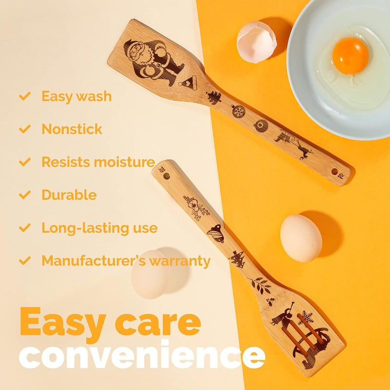 Riveira 6-Piece Wooden Spoons For Cooking & Serving - Christmas Gifts for Women who have everything - Christmas Kitchen Utensils - Gift for Mom - Cooking Utensils - Image 2