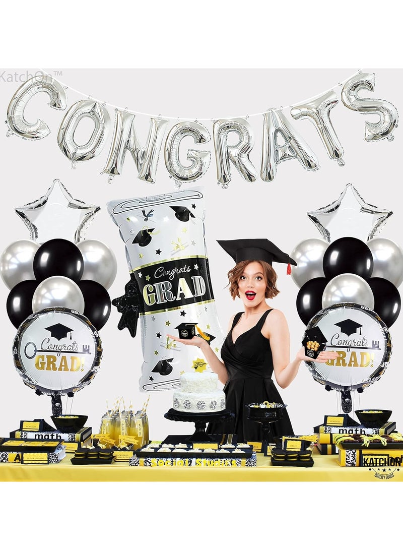 KatchOn, Silver Congrats Balloons Set - Big 28 Inch, Pack of 27 | Graduation Balloons for Black and Silver Graduation Decorations 2025 | Congratulations Balloons, Graduation Decorations Class of 2025 - Image 5
