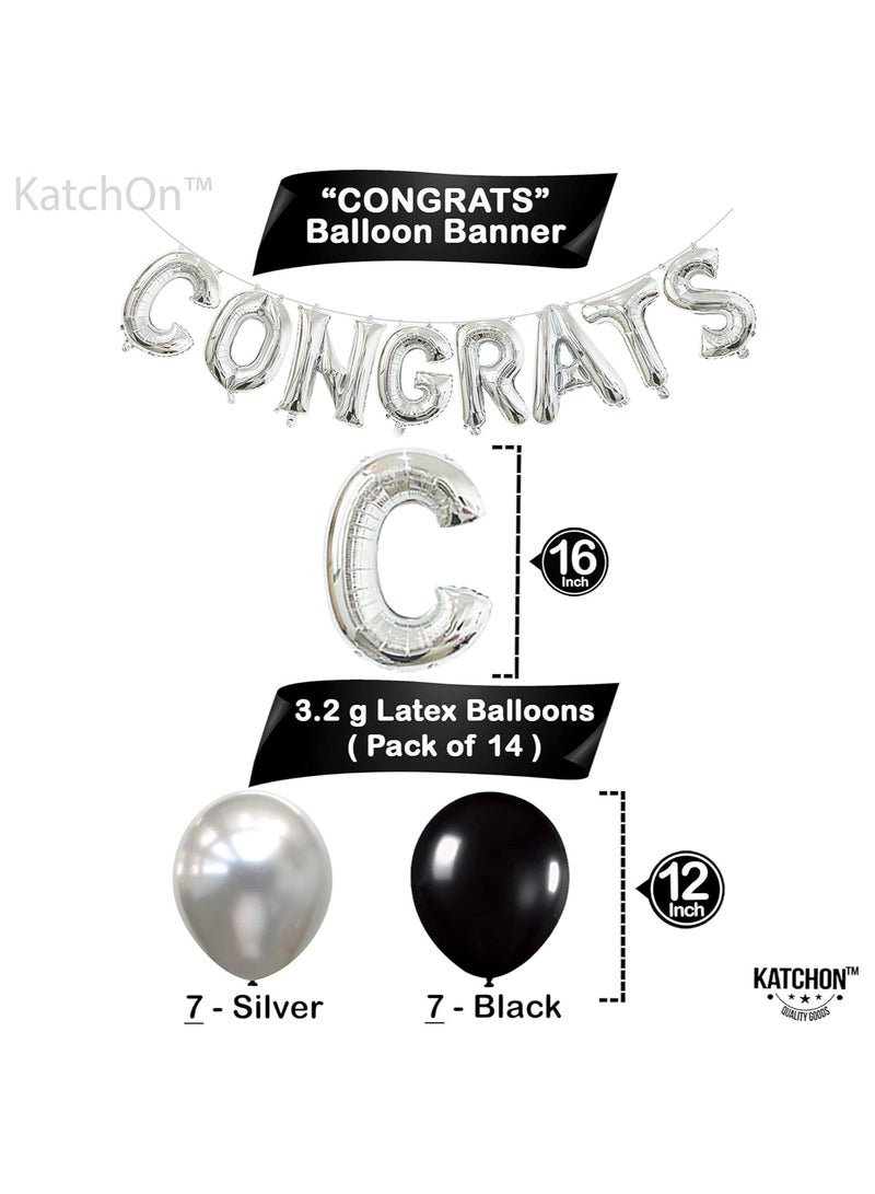 KatchOn, Silver Congrats Balloons Set - Big 28 Inch, Pack of 27 | Graduation Balloons for Black and Silver Graduation Decorations 2025 | Congratulations Balloons, Graduation Decorations Class of 2025 - Image 2